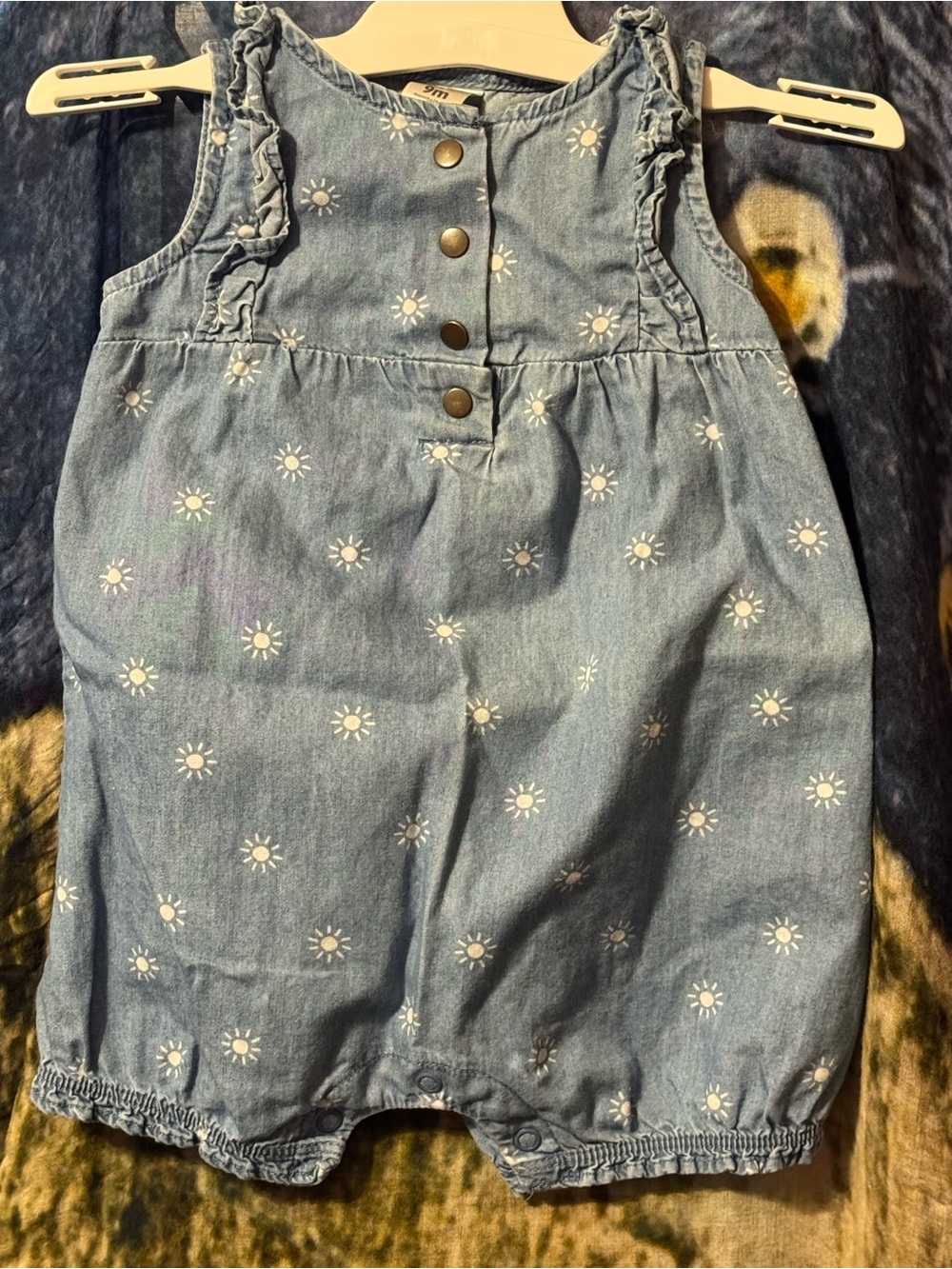 Carters 9mo Girls' Light Blue Denim Daisy Romper